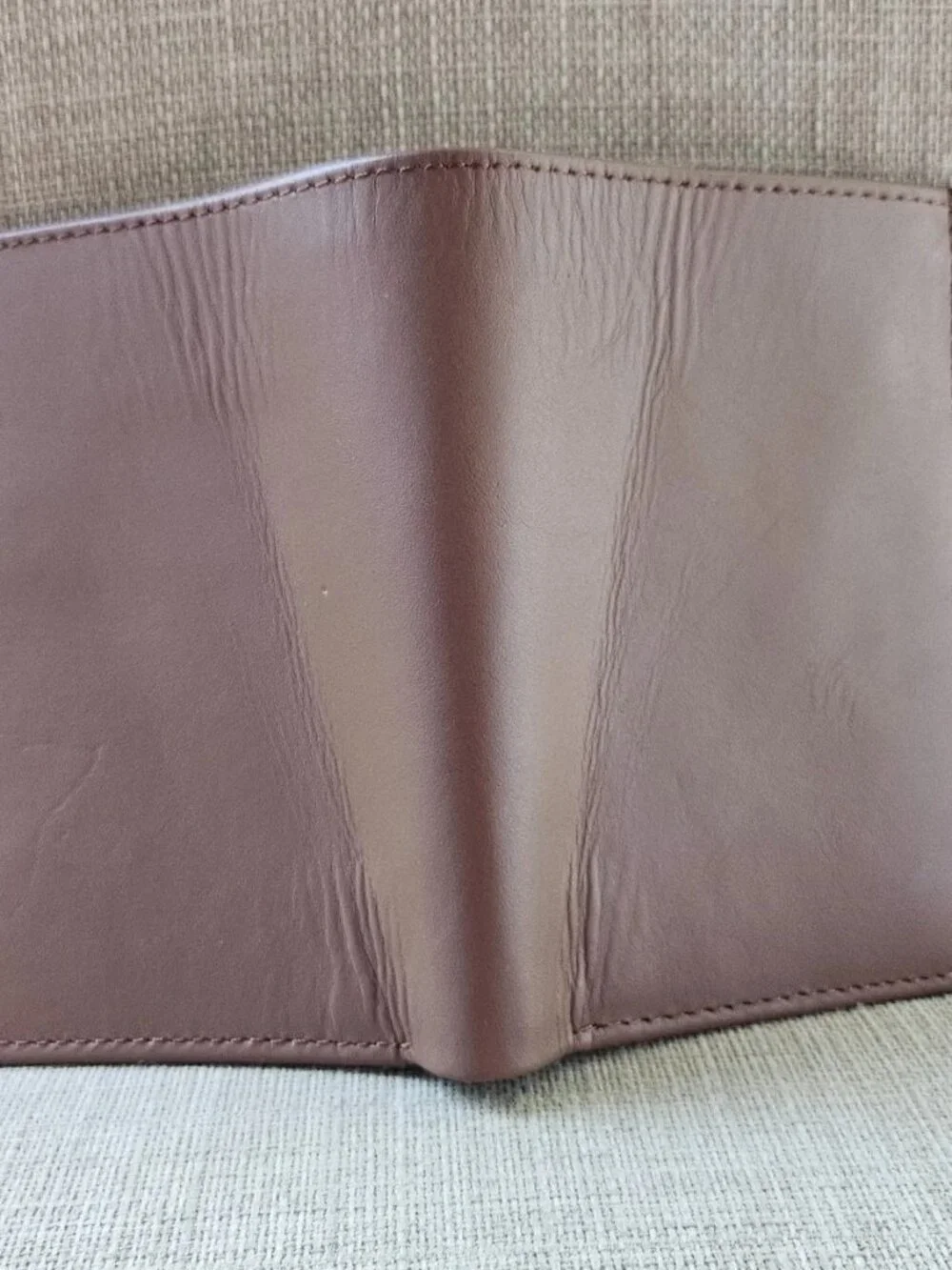 Genuine Leather Card Holder Multiple Compartments Brown Bifold Unisex Wallet